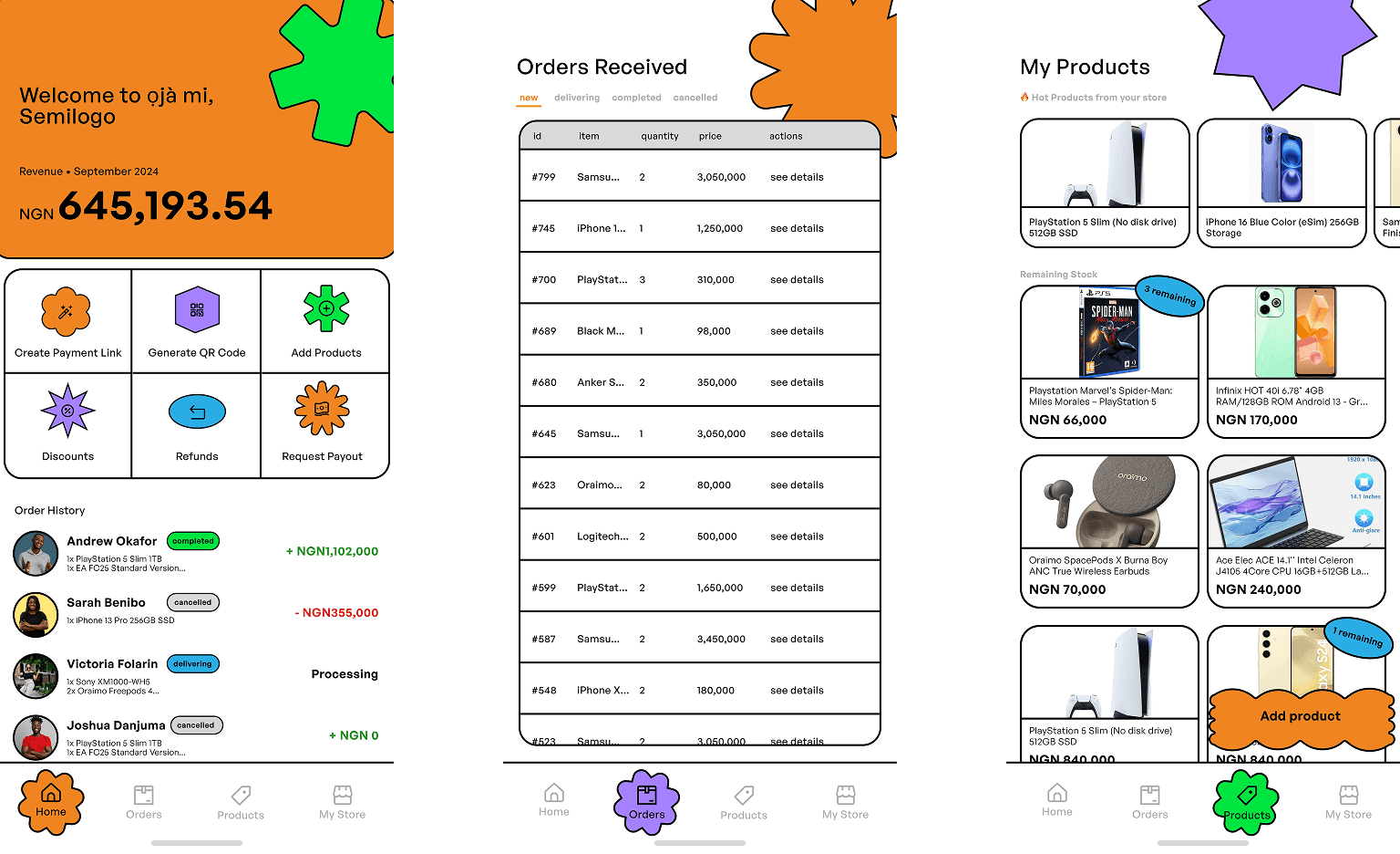 Ojami — E-commerce screenshot